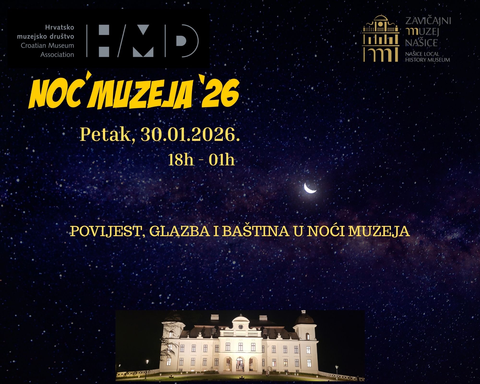 POVIJEST, GLAZBA I BAŠTINA U NOĆI MUZEJA 2026. ZAVIČAJNOG MUZEJA NAŠICE